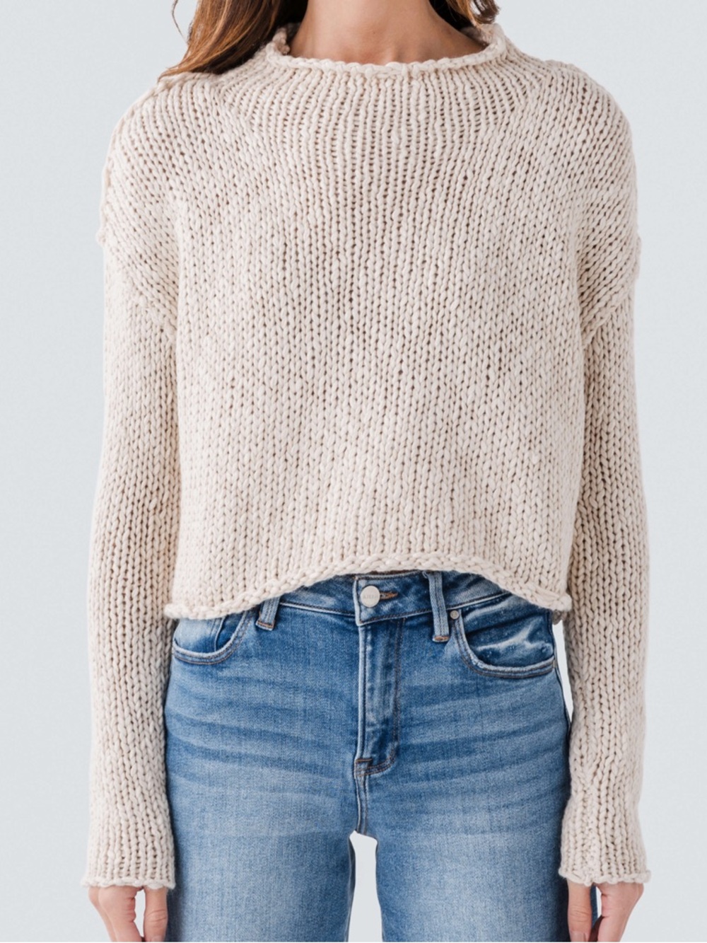 Free People Opal Chunky Crewneck Sweater Size Medium Color Tea NWT